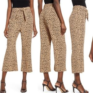 Leopard Print Cropped Flared Pants